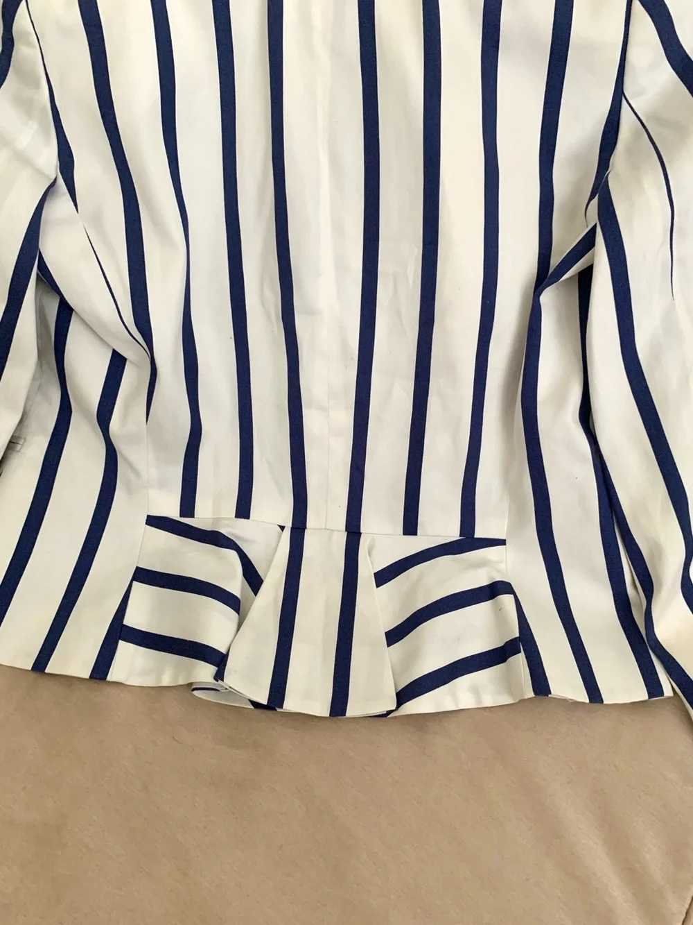 Ralph Lauren Navy Blue & White Nautical Striped Button-Front Jacket Blazer